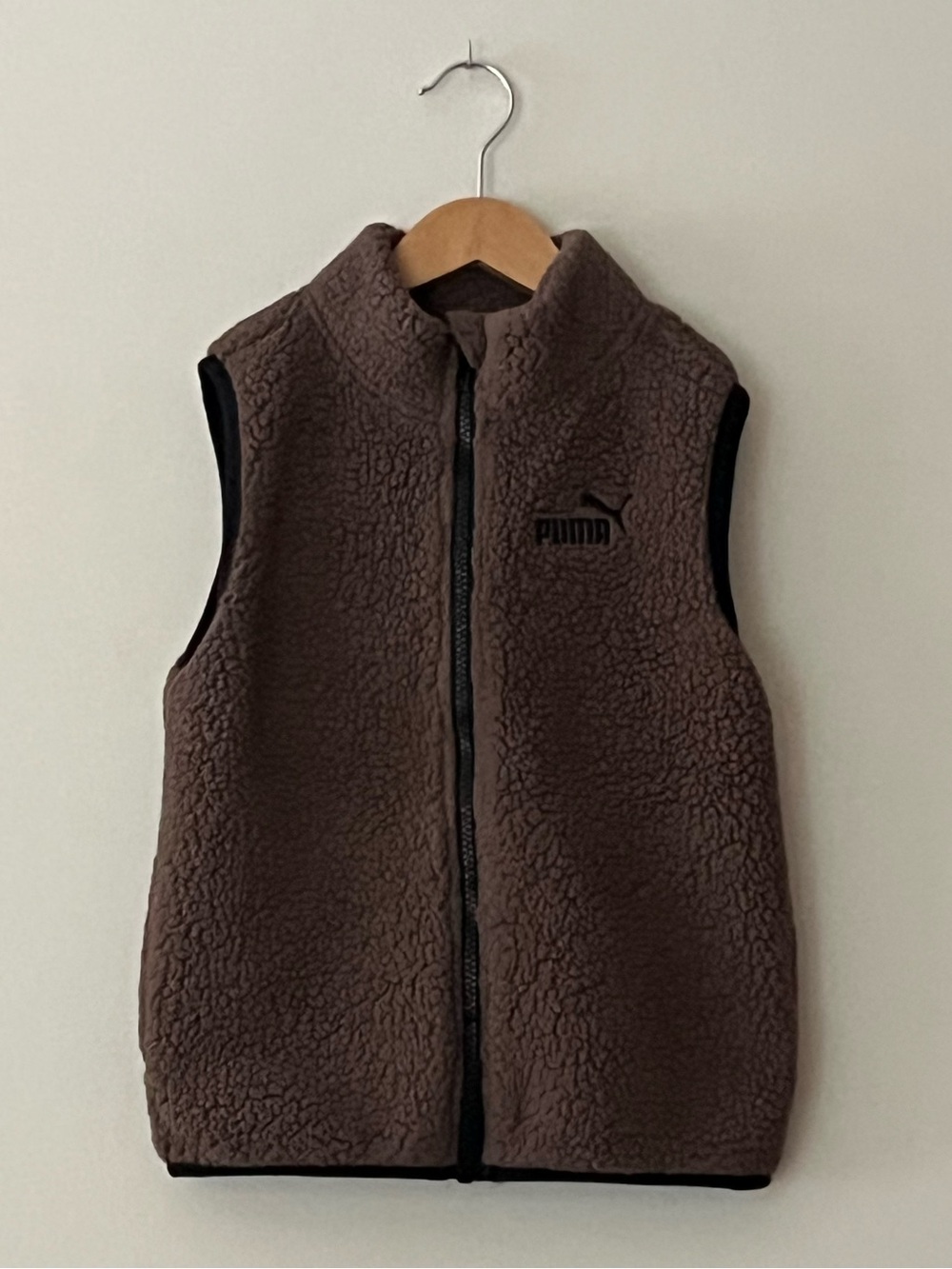 PUMA Kids Sherpa Fleece Vest Brown Black Full Zip Size 6